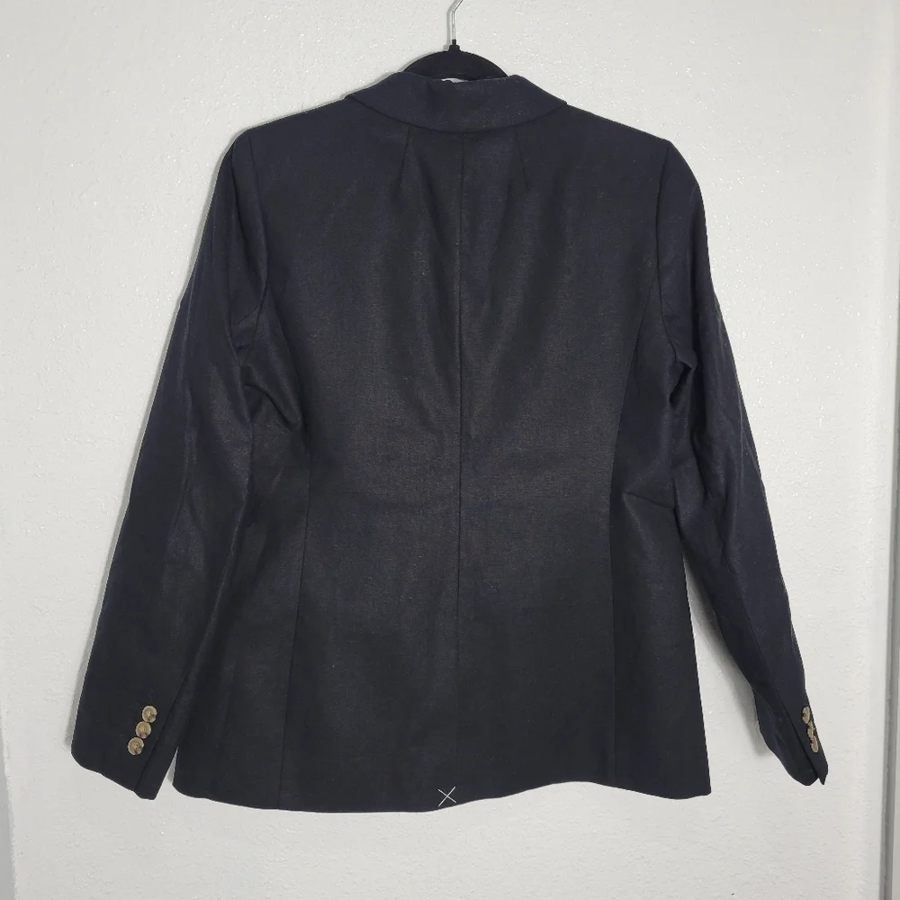 J Crew Factory Linen Blend Holland Blazer Black Size 6